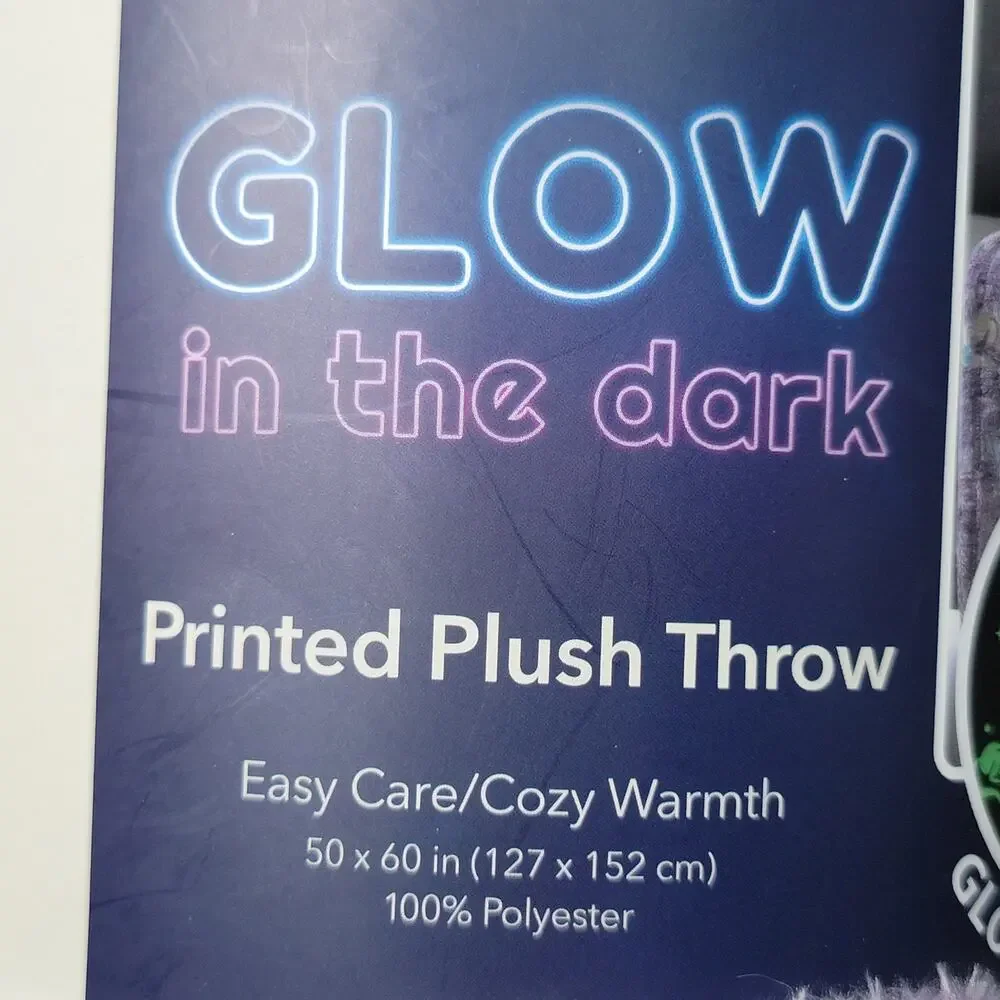 Purple Glow-In-The-Dark Printed Plush Throw 